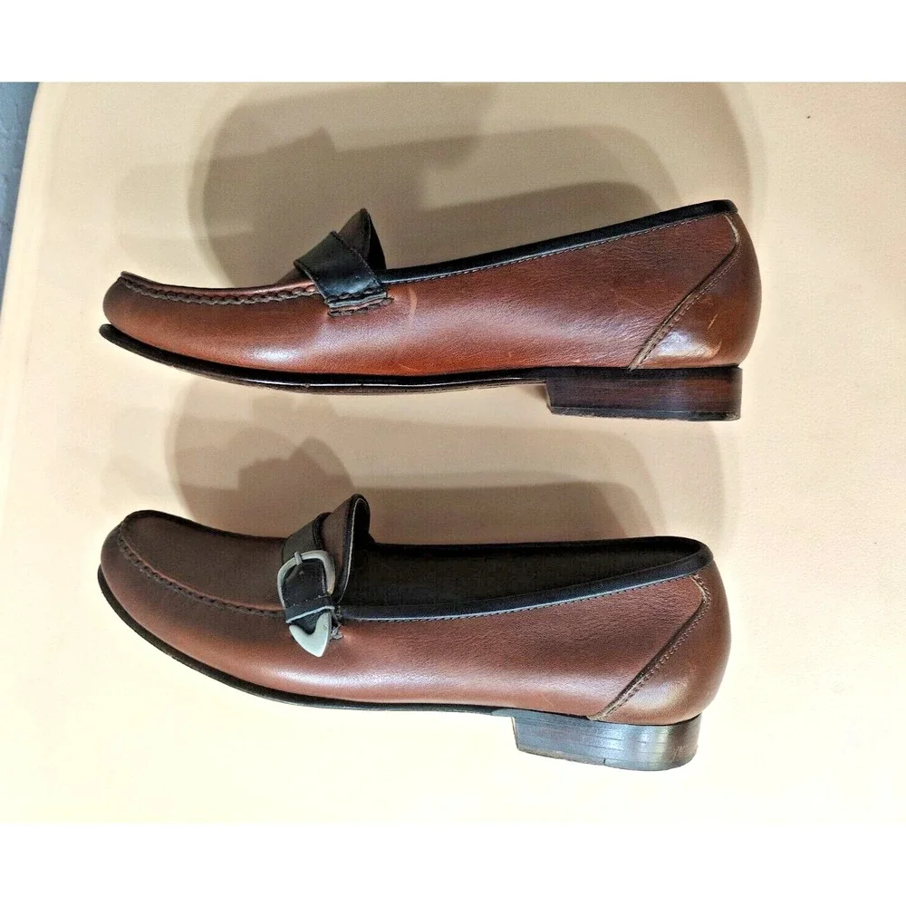 Greg Norman Made in Indonesia Mens Brown Leather Oxford Loafers Shoes Size 9.5 M